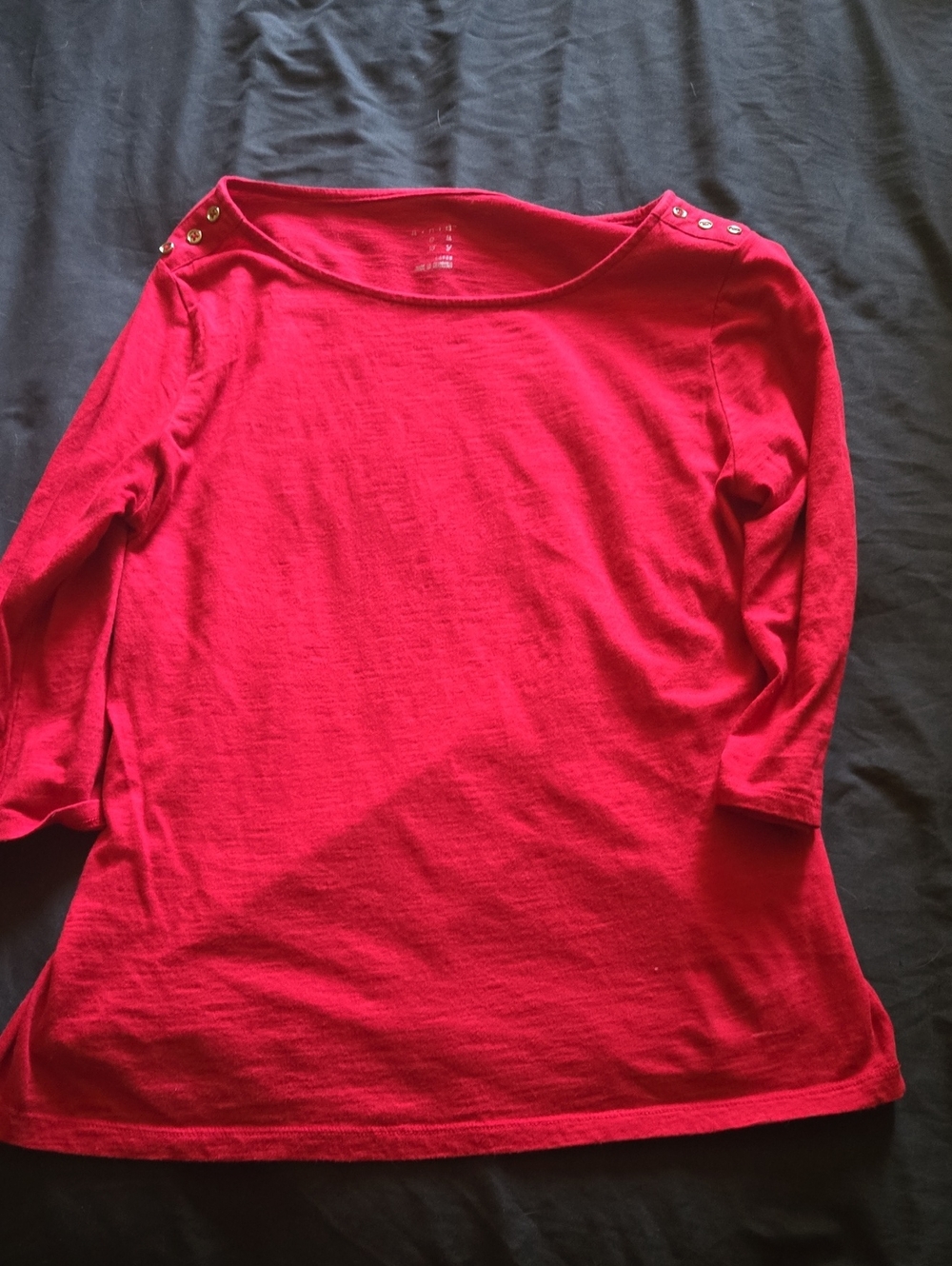a new day Red Boatneck Top with Shoulder Snap Detail